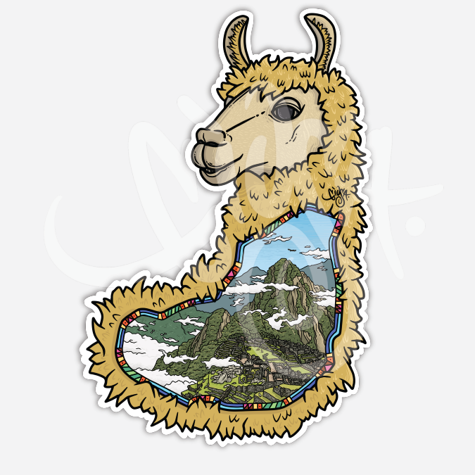 Llama Picchu Vinyl Sticker