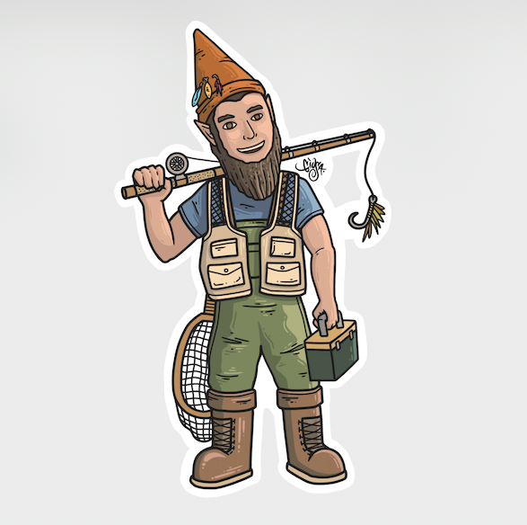 Angler Gnomie Vinyl Sticker