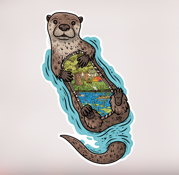 Otter Bank Vinyl Sticker